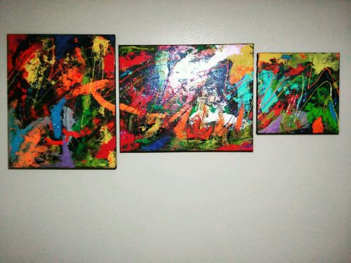 Canvas, Abstract handmade, Beautiful Euro Acrylic 3 canvas set