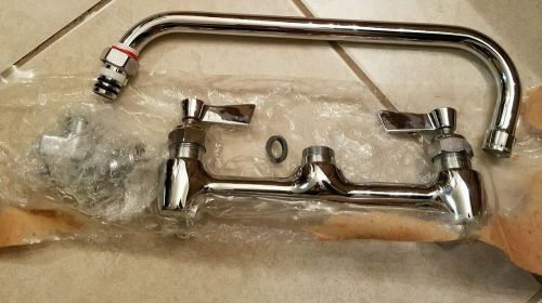 FAUCET 8&#034; COMMERCIAL WALL MOUNT W/12&#034; SPOUT, PREP SINK DISH SINK FAUCET NO LEAD