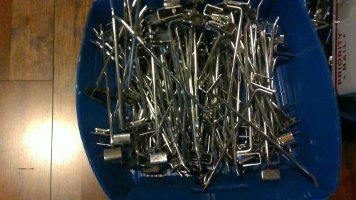 Large Lot of 100 8&#034; Store Display Hooks Chrome for Rectangular Cross Bar