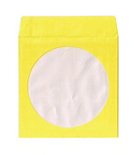 300 NEW YELLOW PAPER CD SLEEVE W/WINDOW &amp; FLAP,JS204