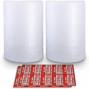 2-Pack Bubble Cushioning Wrap Rolls, 3/16&#034; Air Bubble, 12 Inch x 72 Feet Total