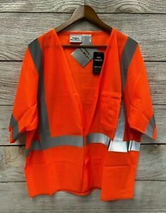 Hi Visibility Mesh Vest Mens Size 3XL Orange ANSI Class 3 Utility Pro Wear New