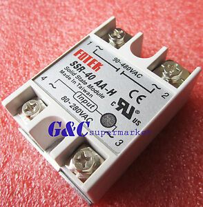 2pcs 24V-380V 40A SSR-40AA Solid State Relay Module 80-250VAC AC-AC