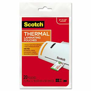 Scotch TP5851-20 Business card size thermal laminating pouches, 5 mil, 3