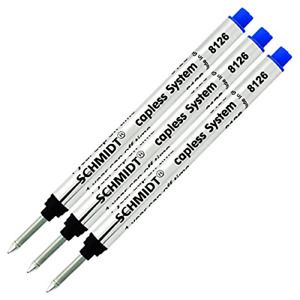 3 Pack - Schmidt 8126 Capless Rollerball - Blue Ink