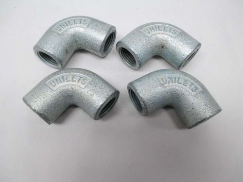 Lot 4 new appleton lf90-50 unilet 1/2in npt 90 deg elbow fitting iron d339626 for sale