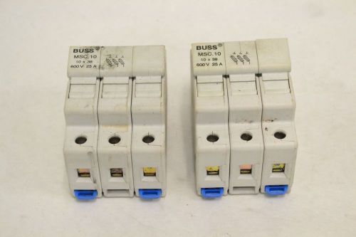 2x cooper bussmann b24214 msc.10 25a amp 600v-ac 10x38 fuse block holder b307909 for sale