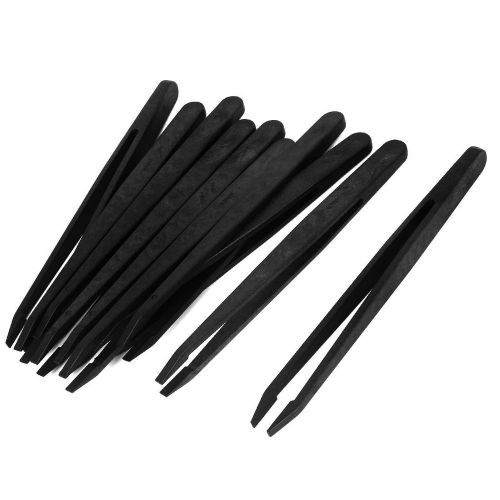 4.7&#034; Long Plastic Anti Static 3mm Flat Tips Tweezer 10pcs