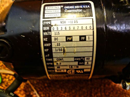 Bodine Electric Company NSH-11D5 Gearmotor Gear Motor