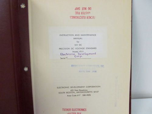 Electronic development vs11 precision dc voltage std. instr/ maintenance manual for sale