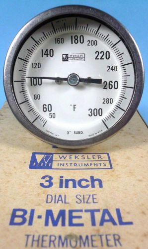 Weksler 3&#034; Dial Bi-Metal Thermometer 50-300 Deg F 2-1/2&#034; Stem 3A02 New In Box