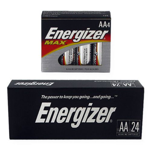 24 AA ENERGIZER ALKALINE BATTERIES, (SIX 4 PACKS) AA BATTERY