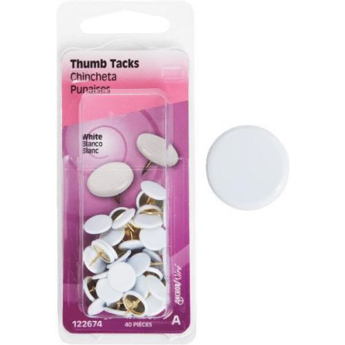 Hillman Fastener Corp 122674 Thumb Tack-40PC WHITE THUMB TACK