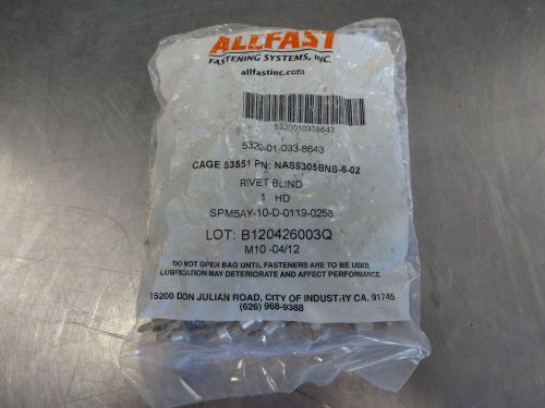 ALLFAST BLIND RIVETS NAS9305BNS-6-02 5320-01-033-8643 M998 &amp; AIRCRAFT