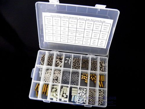 24value 450pcs pm pa km m3 m4 flat washer bolts nut screw nylon box kit 2 for sale