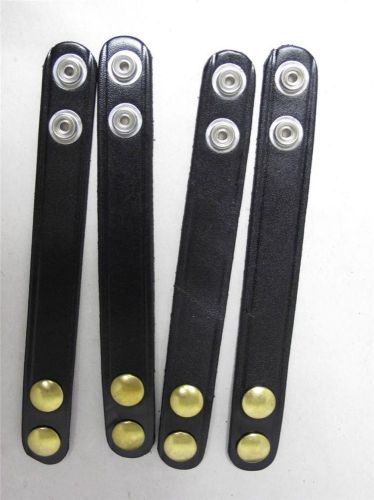 B76 4 Lot G&amp;G Plain Black Police Duty Belt Keepers 7/8&#034; Wide Double BRASS Snap