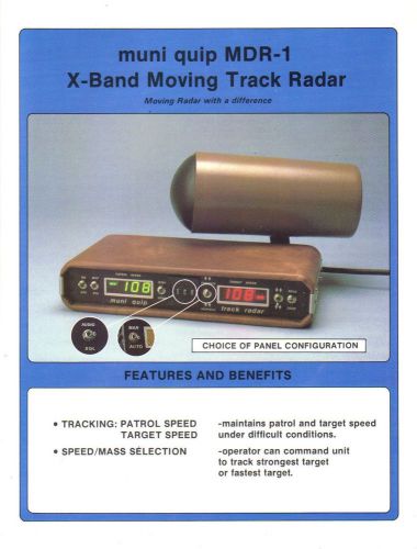 VINTAGE 1980s MUNI QUIP MDR-1 X-BAND MOVING TRACK RADAR DATA SHEET