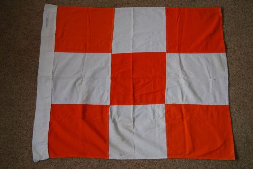 VIETNAM ERA 37X32 Safety Flag Airport AIRFIELD Flag  Orange and White COTTON