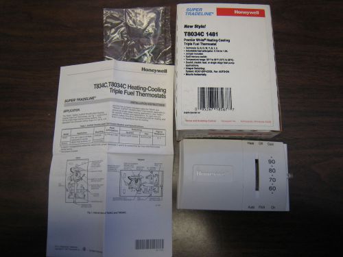 Honeywell t8034c 1481 heating-cooling triple fuel thermostat new free shipping for sale