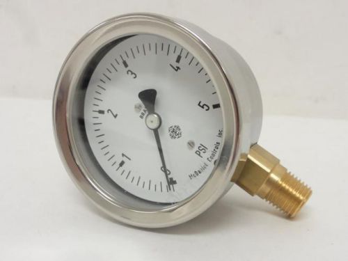 148401 New-No Box, McDaniel Controls J5P-F Pressure Gauge 0-5PSI 1/4 NPT Brass