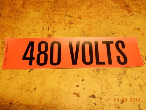 480 VOLT STICKER orange 2 1/4x 9 inch VOLTAGE