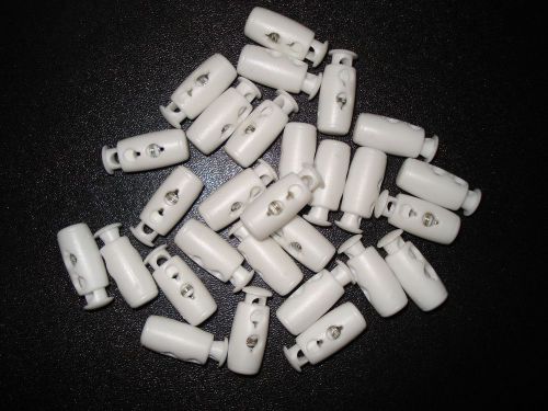 S008 White 2 pcs Colour Plastic 2 holes Cylinder Cord lock Stops Little 1510E