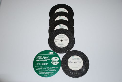 3M-82238 &#034;GREEN CORPS&#034; CUT-OFF WHEELS  ( 3&#034; x 1/32&#034; x 1/4&#034; ) 5 PCS. PER PACK