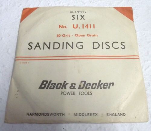 6 vtg rare antique black &amp; decker  paper sanding disc 80 grit open grain england for sale