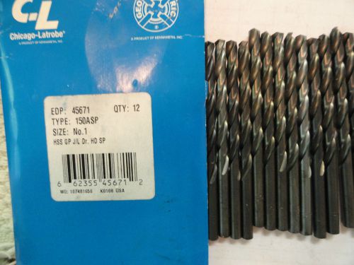 C-L #1 Jobbers Length High Speed Drill Bits, 45671