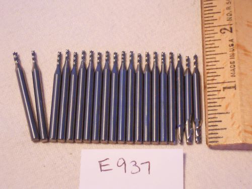 20 NEW 1/8&#034; SHANK CARBIDE END MILLS. 4 FLUTE. USA MADE {E937}