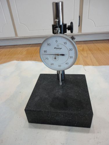 MITUTOYO 3416 Dial Indicator .001 - 1.000&#034; w/ Granite Block NICE and NR -L@@K-