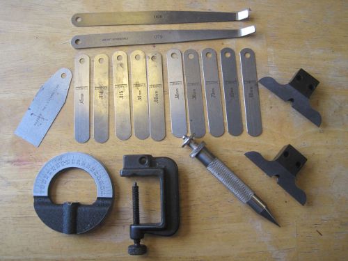 Starrett Lot, Feeler Gages, Lathe Blades, Plumb Bob, Clamp