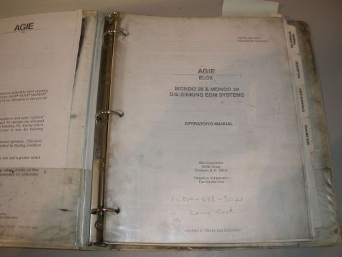 Agie/Elox Mondo 20/30 EDM Sinker Operators Manual