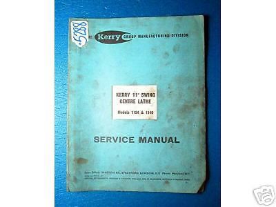 Kerry Service Manual 11in Swing Centre Lathe (Inv.17995)