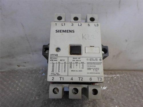 Siemens 3tf49 3 phase breaker contactor for sale