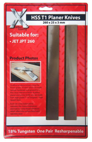 1pair 260 x 25 x 3 mm hss planer blades suit jet jpt260    310253 for sale