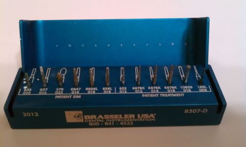 Brasseler 3 x 1 x 1 inch Crown Preparation Bur Block + 12 diamond &amp; carbide burs