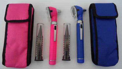 Eye catching Pink &amp; Blue Mini Otoscopes Fibre Optic Bright &amp; Cool LED Bulb