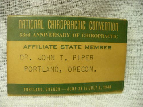 83A- 1948 NATIONAL CHIROPRACTIC CONVENTION NAME TAG