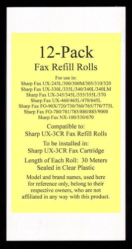 12-pack of ux-3cr fax refill rolls for sharp ux-300 ux-300m ux-305 ux-310 ux-320 for sale