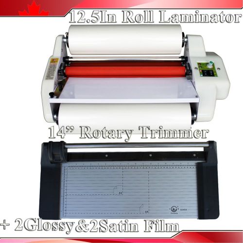 12.5&#034; Laminator Laminating+14&#034; Rotary Paper Trimmer+4Roll Satin&amp;Glossy Films Kit