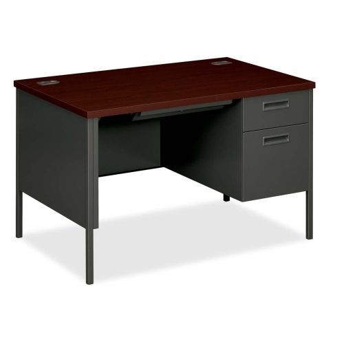 Metro Classic Right Pedestal Desk, 48w x 30d x 29-1/2h, Mahogany/Charcoal