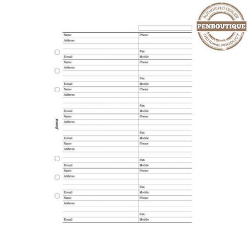 Filofax Address Refills for the A5 Finchley Address Sheets