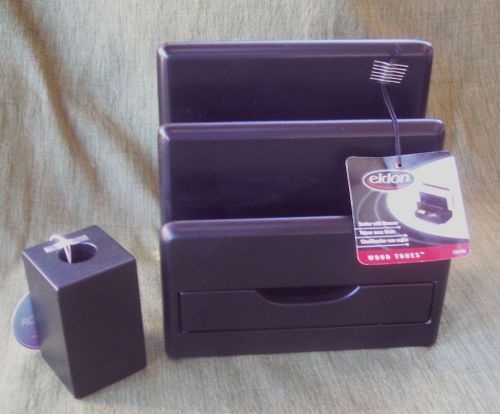 DEK ORGANIZER:2PC= PAPER SORTER +DRAWER + CLIP HOLDER~BLACK  WOOD~ELDON~