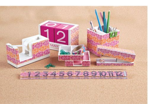 New jonathan adler chic desk set stapler, desk calendar, tape dispenser, trays for sale