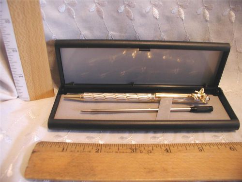 Silver &amp; gold angel pen with gold &amp; black ink gift box-new for sale