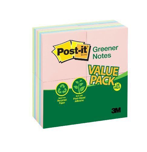 Post-it sunwashed greener recycled pads valupak - self-adhesive, (654rp24ap) for sale