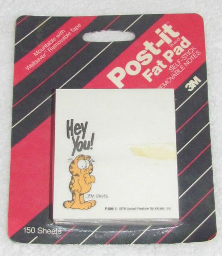 New! 1987 3m garfield jim davis post-it notes fat pad &#034;hey you!&#034; 150 sheets usa for sale