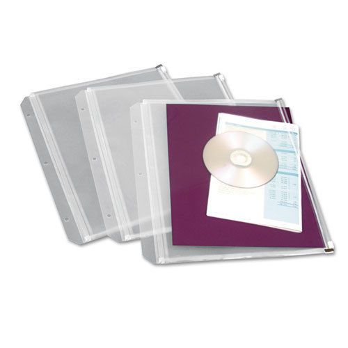 Zippered Binder Pockets, 8-1/2 x 11, Clear, 3 Pockets/Pack