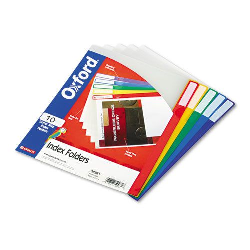 Clear Poly Index Folders, Letter, Assorted Colors, 10/Pack